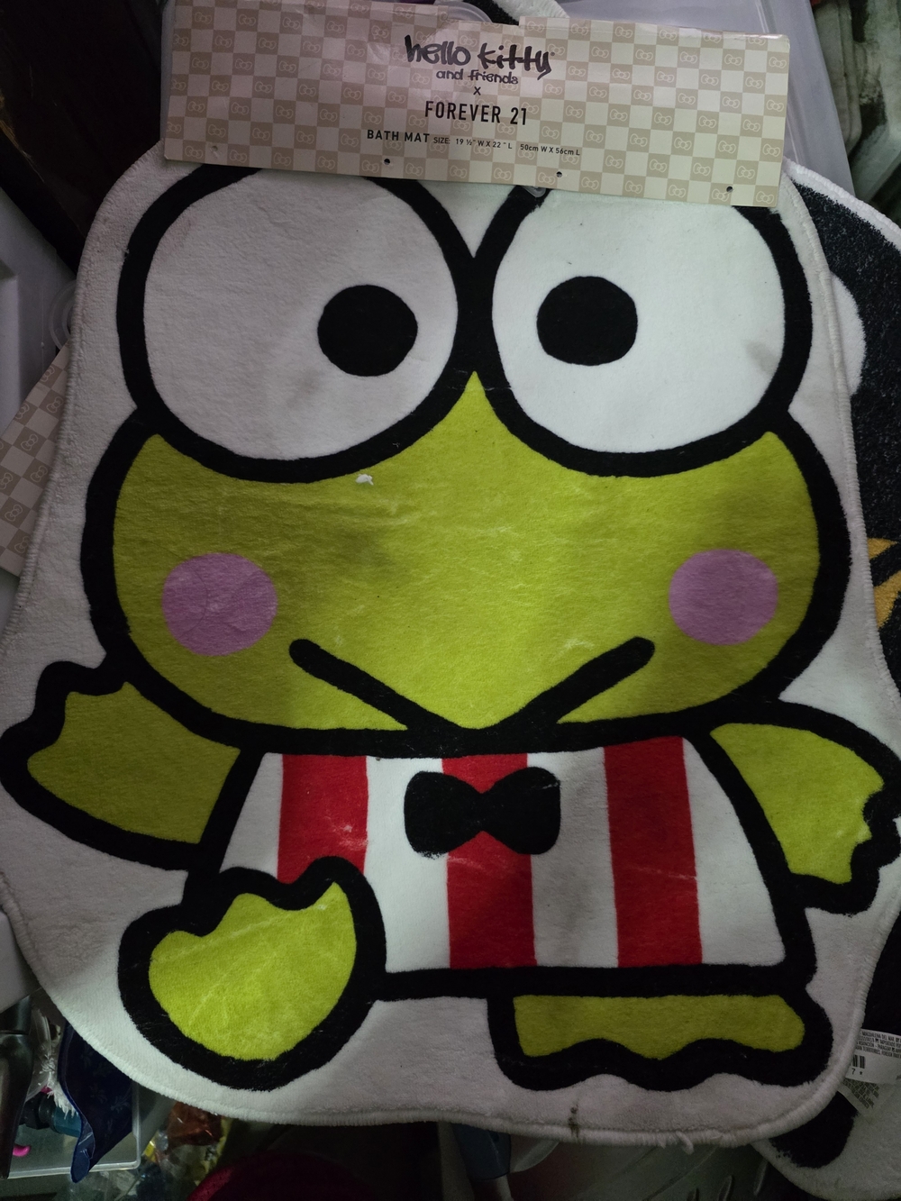 Forever 21 Keroppi Bath Mat - Lime Green, Pink, Red & White